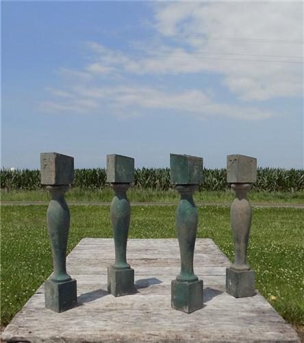 Balusters - 4 Vintage Green Wood Balusters, Reclaimed Spindles, Architectural Salvage, T by The Old Grainery (Architectura...