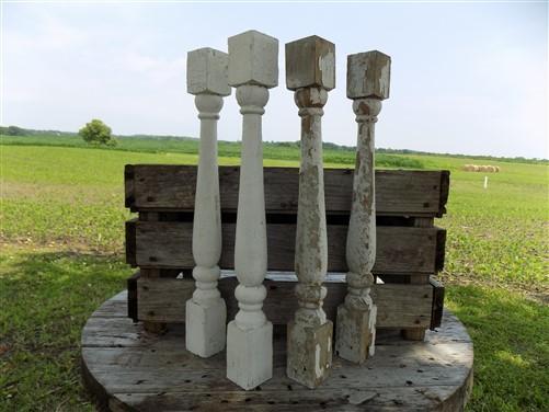 Balusters - 4 White Wood Balusters Reclaimed Spindles Porch Post House Trim A19 by The Old Grainery (Architectural, Candle...