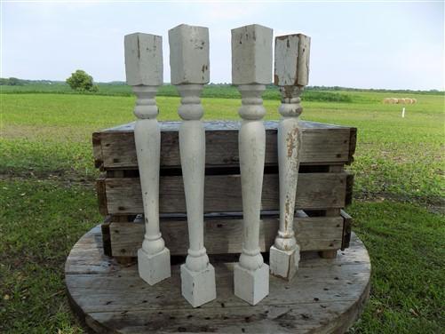 Balusters - 4 White Wood Balusters Reclaimed Spindles Porch Post House Trim A21 by The Old Grainery (Architectural, Candle...