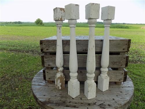 Balusters - 4 White Wood Balusters Reclaimed Spindles Porch Post House Trim A22 by The Old Grainery (Architectural, Candle...