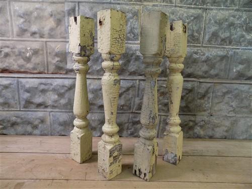 4 Balusters Yellow Wood Architectural Salvage Spindles Porch Post House Trim A,