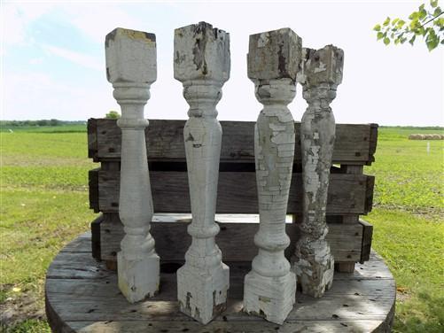 Balusters - 4 White Wood Balusters Reclaimed Spindles Porch Post House Trim A23 by The Old Grainery (Architectural, Candle...