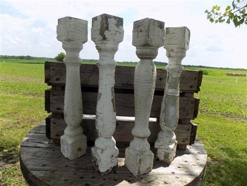 Balusters - 4 White Wood Balusters Reclaimed Spindles Porch Post House Trim A24 by The Old Grainery (Architectural, Candle...