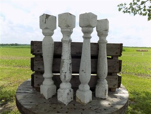 Balusters - 4 White Wood Balusters Reclaimed Spindles Porch Post House Trim A25 by The Old Grainery (Architectural, Candle...