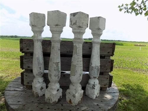 Balusters - 4 White Wood Balusters Reclaimed Spindles Porch Post House Trim A26 by The Old Grainery (Architectural, Candle...
