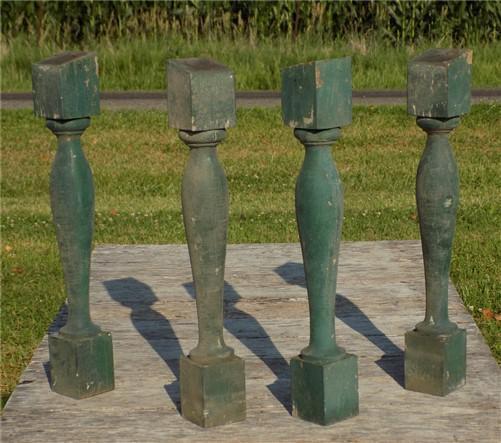 Balusters - 4 Vintage Green Wood Balusters, Reclaimed Spindles, Architectural Salvage, A10 by The Old Grainery (Architectu...