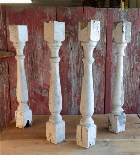 Balusters - 4 White Wood Balusters Reclaimed Spindles Porch Post House Trim V by The Old Grainery (Architectural, Carpentr...