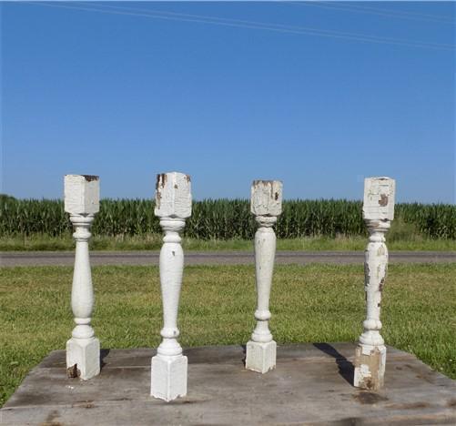 Balusters - 4 White Wood Balusters Reclaimed Spindles Porch Post House Trim Z by The Old Grainery (Architectural, Carpentr...