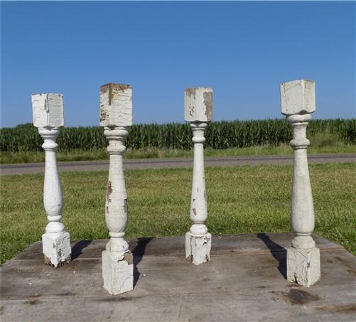 Balusters - 4 White Wood Balusters Reclaimed Spindles Porch Post House Trim A1 by The Old Grainery (Architectural, Carpent...