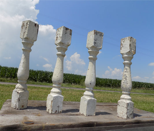 Balusters - 4 White Wood Balusters Reclaimed Spindles Porch Post House Trim A35 by The Old Grainery (Architectural, Carpen...