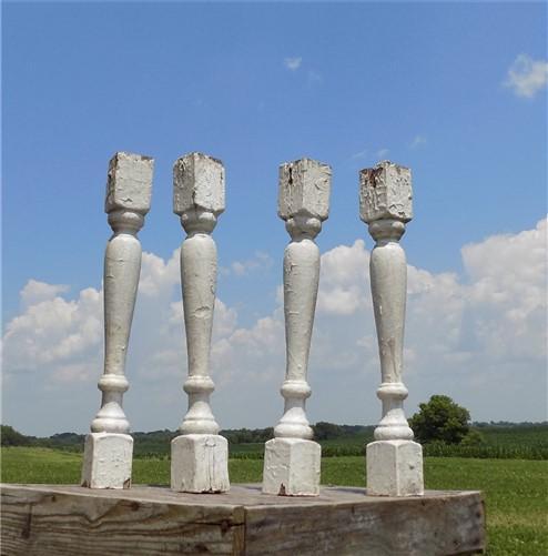 Balusters - 4 White Wood Balusters Reclaimed Spindles Porch Post House Trim A36 by The Old Grainery (Architectural, Carpen...