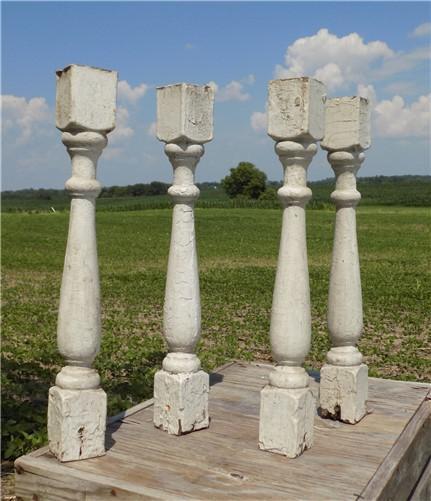 4 Balusters White Wood Architectural Salvage Spindles Porch Post House Trim A38,