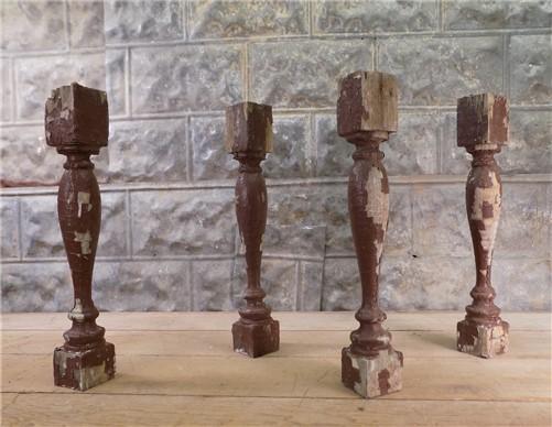Balusters - 4 Vintage Brown Wood Balusters, Reclaimed Spindles, Architectural Salvage, G by The Old Grainery (Architectura...