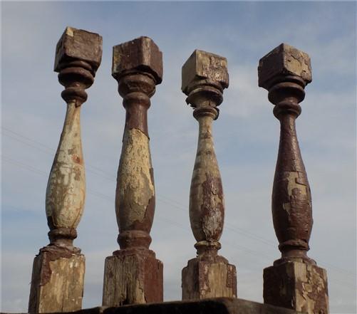 Balusters - 4 Vintage Brown Wood Balusters, Reclaimed Spindles, Architectural Salvage, H by The Old Grainery (Architectura...