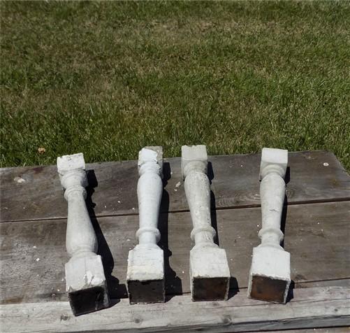 4 Balusters White Vintage Wood, Architectural Salvage, Porch Post House Trim A31