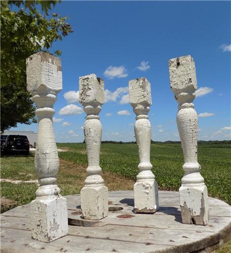 Balusters - 4 White Wood Balusters Reclaimed Spindles Porch Post House Trim A33 by The Old Grainery (Architectural, Carpen...