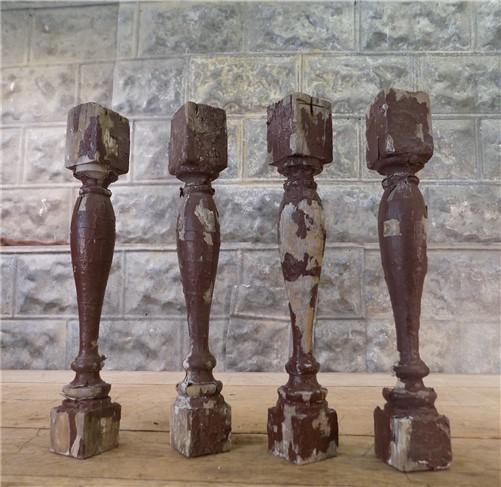 Balusters - 4 Vintage Brown Wood Balusters, Reclaimed Spindles, Architectural Salvage, K by The Old Grainery (Architectura...