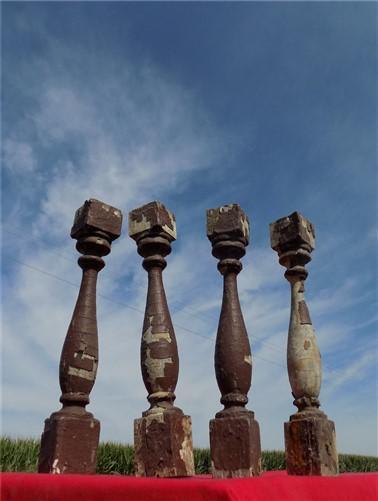 Balusters - 4 Vintage Brown Wood Balusters, Reclaimed Spindles, Architectural Salvage, L by The Old Grainery (Architectura...