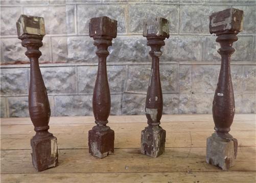Balusters - 4 Vintage Brown Wood Balusters, Reclaimed Spindles, Architectural Salvage, M by The Old Grainery (Architectura...