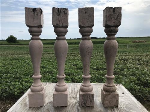 4 Vintage Wood Balusters, Salvaged Spindles, Chippy Paint Porch Posts i