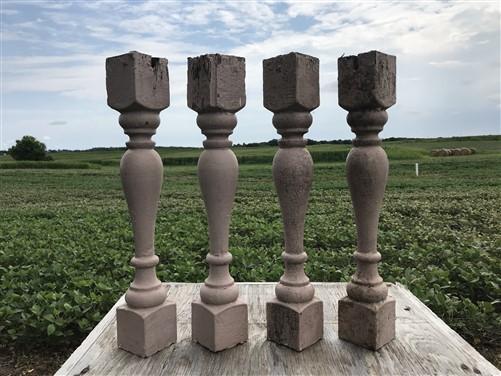4 Vintage Wood Balusters, Salvaged Spindles, Chippy Paint Porch Posts i