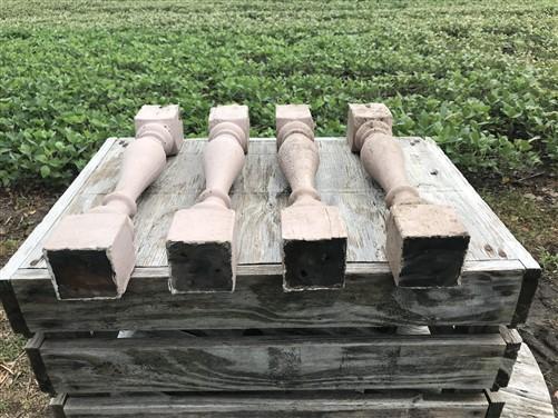 4 Vintage Wood Balusters, Salvaged Spindles, Chippy Paint Porch Posts i