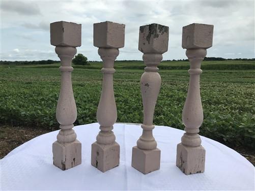 Balusters - 4 Vintage Wood Balusters, Salvaged Spindles, Chippy Paint Porch Posts J by The Old Grainery (Architectural, Ca...