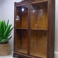 Antique Glass Front Display Cabinet, Double Door Wood Curio Bookcase Showcase