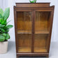Antique Glass Front Display Cabinet, Double Door Wood Curio Bookcase Showcase