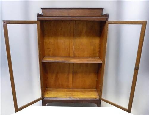 Antique Glass Front Display Cabinet, Double Door Wood Curio Bookcase Showcase