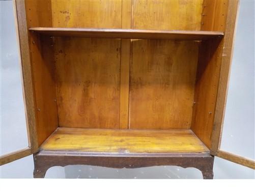 Antique Glass Front Display Cabinet, Double Door Wood Curio Bookcase Showcase