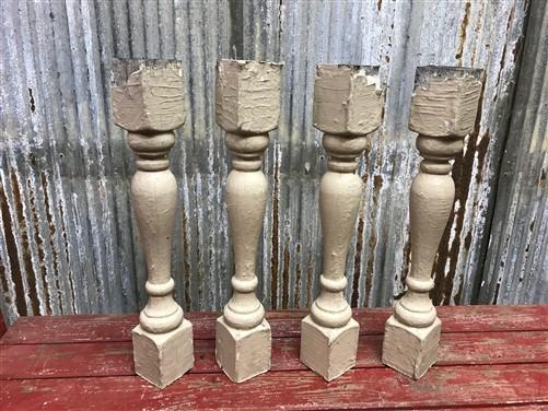 Balusters - 4 Rustic Tan Wood Balusters Architectural Salvage Spindles Porch Trim, M by The Old Grainery (Architectural, C...