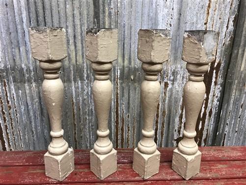 Balusters - 4 Rustic Tan Wood Balusters Architectural Salvage Spindles Porch Trim, N by The Old Grainery (Architectural, C...