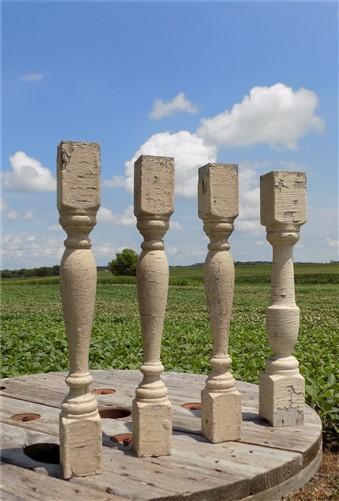 Balusters - 4 Rustic Tan Wood Balusters Architectural Salvage Spindles Porch Trim, A9 by The Old Grainery (Architectural,...