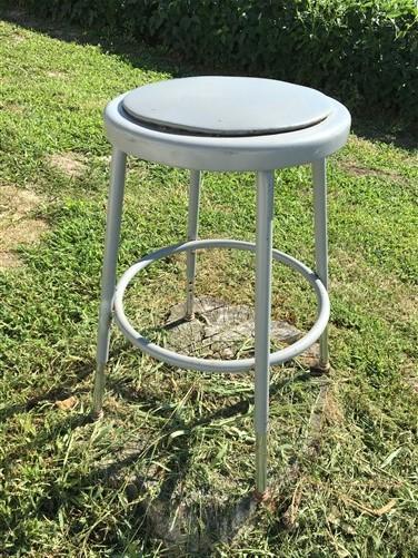 Industrial Gray Metal Drafting Stool Round Adjustable Metal Factory Stool E,