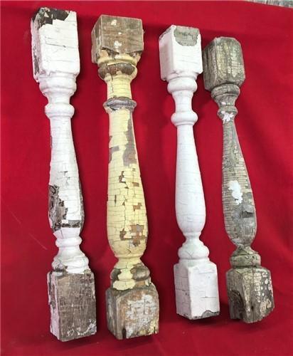 4 Balusters Painted Wood Architectural Salvage Spindles Porch House Trim A32,