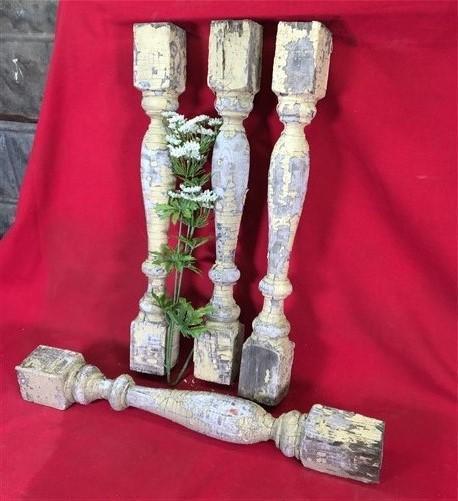 4 Balusters Painted Wood Architectural Salvage Spindles Porch House Trim A27,
