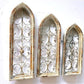 3 Large Arched Wood Metal Gothic Window Frames, Architectural Window Frame Set,