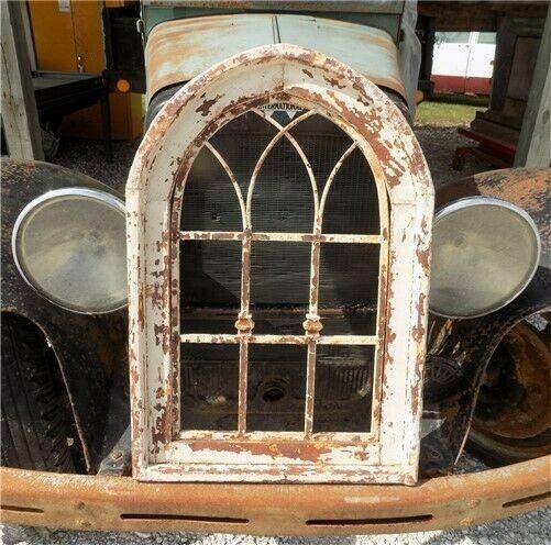 Wood Metal Gothic Window Frame, Distressed Wall Decor, Arched Church Frame A,