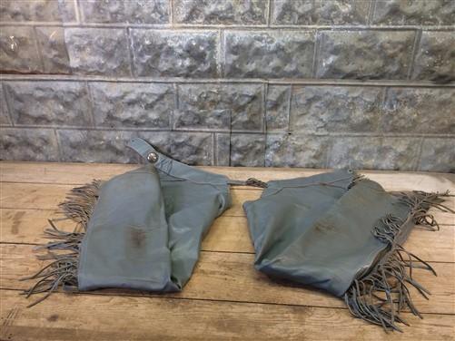Chaps - Gray Leather Fringed Chaps, Cowboy Western Concho, Rodeo Riding Chaps, by The Old Grainery (Chaps, Costumes, Cowboy)