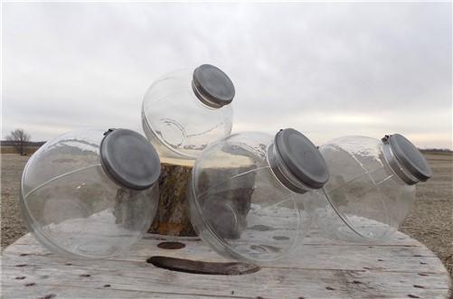 4 Round Jars, Canister Jars, Kitchen Storage, Candy Cookie, Counter Display