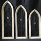 Set 3 Wood Metal Gothic Window Frames, Distressed Architectural Window Decor