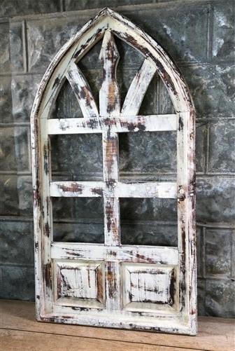 Arched French Country Distressed Window Frame, Architectural Shabby Chic,