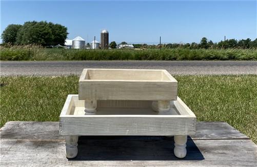 2 White Wood Trays, Stacking Decorative Desktop Sorter Organizer, Tray Decor