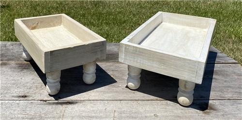 2 White Wood Trays, Stacking Decorative Desktop Sorter Organizer, Tray Decor