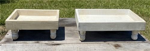 2 White Wood Trays, Stacking Decorative Desktop Sorter Organizer, Tray Decor