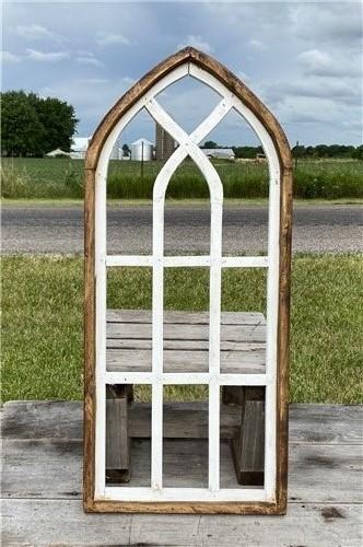2 Tone Arched Cathedral Window Frame, Wooden Church Frame, Gothic Window Frame