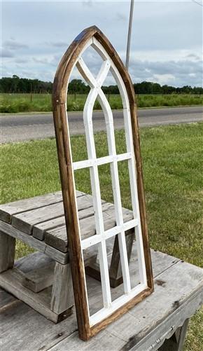 2 Tone Arched Cathedral Window Frame, Wooden Church Frame, Gothic Window Frame