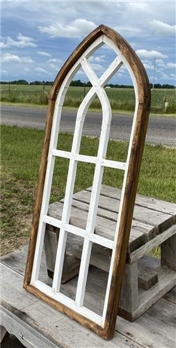 2 Tone Arched Cathedral Window Frame, Wooden Church Frame, Gothic Window Frame