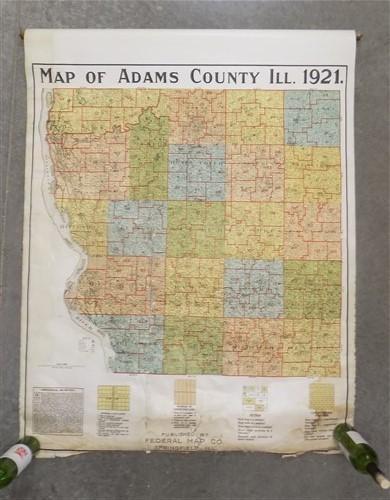map - 1921 Adams County Illinois Map, Vintage Canvas Historical Reference. by The Old Grainery (1921, Adams, Art)